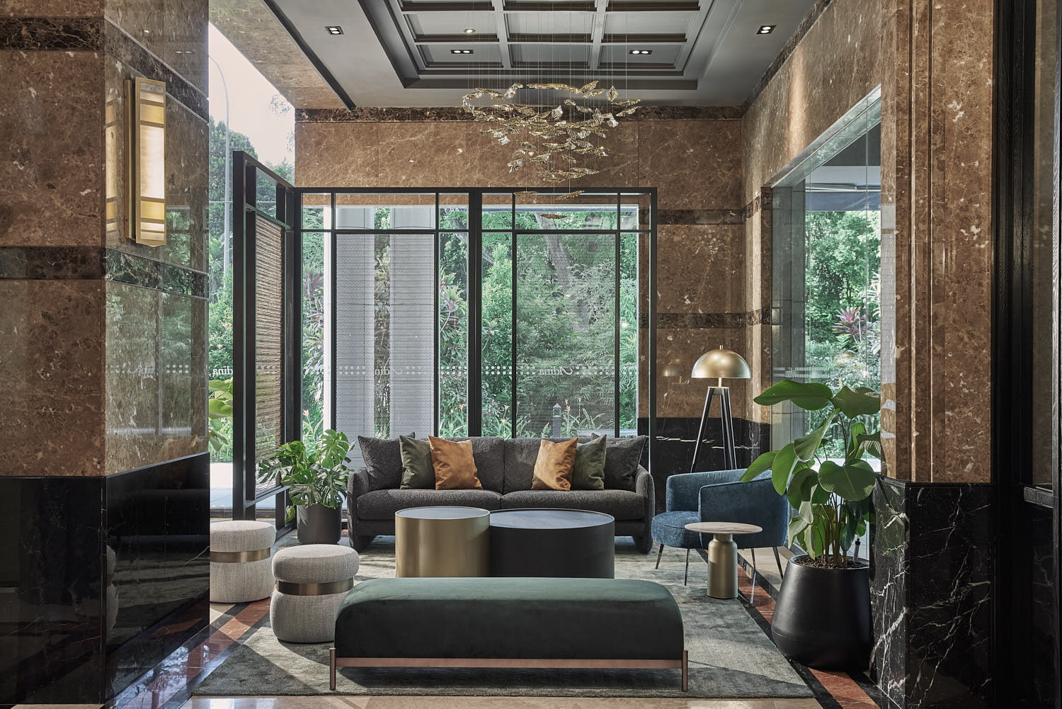 Front entrance of Adina Hotel Singapore, showcasing sleek glass doors and welcoming lobby area.