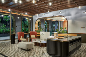 Citadines Hotel lounge with plush seating and ambient lighting.