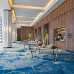 Luxurious ballroom at Pan Pacific Hotel Singapore decorated for a wedding reception.