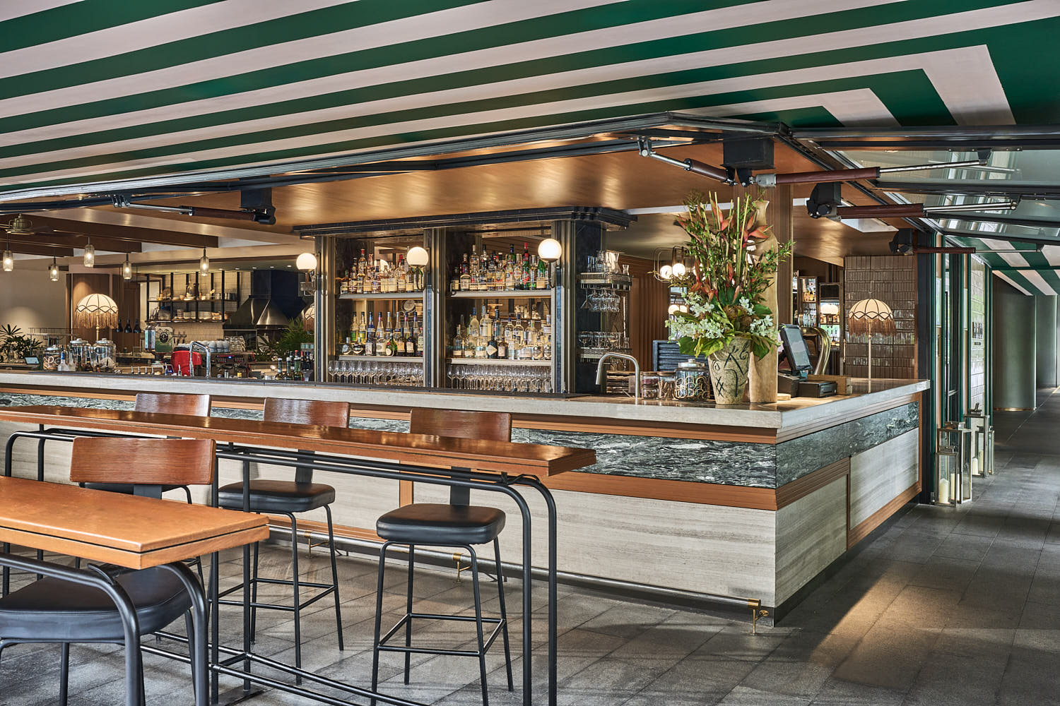 InterContinental Hotel restaurant featuring stylish indoor and alfresco dining.