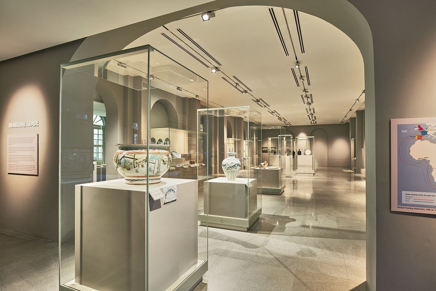 Mix of ancient objects and modern curation.