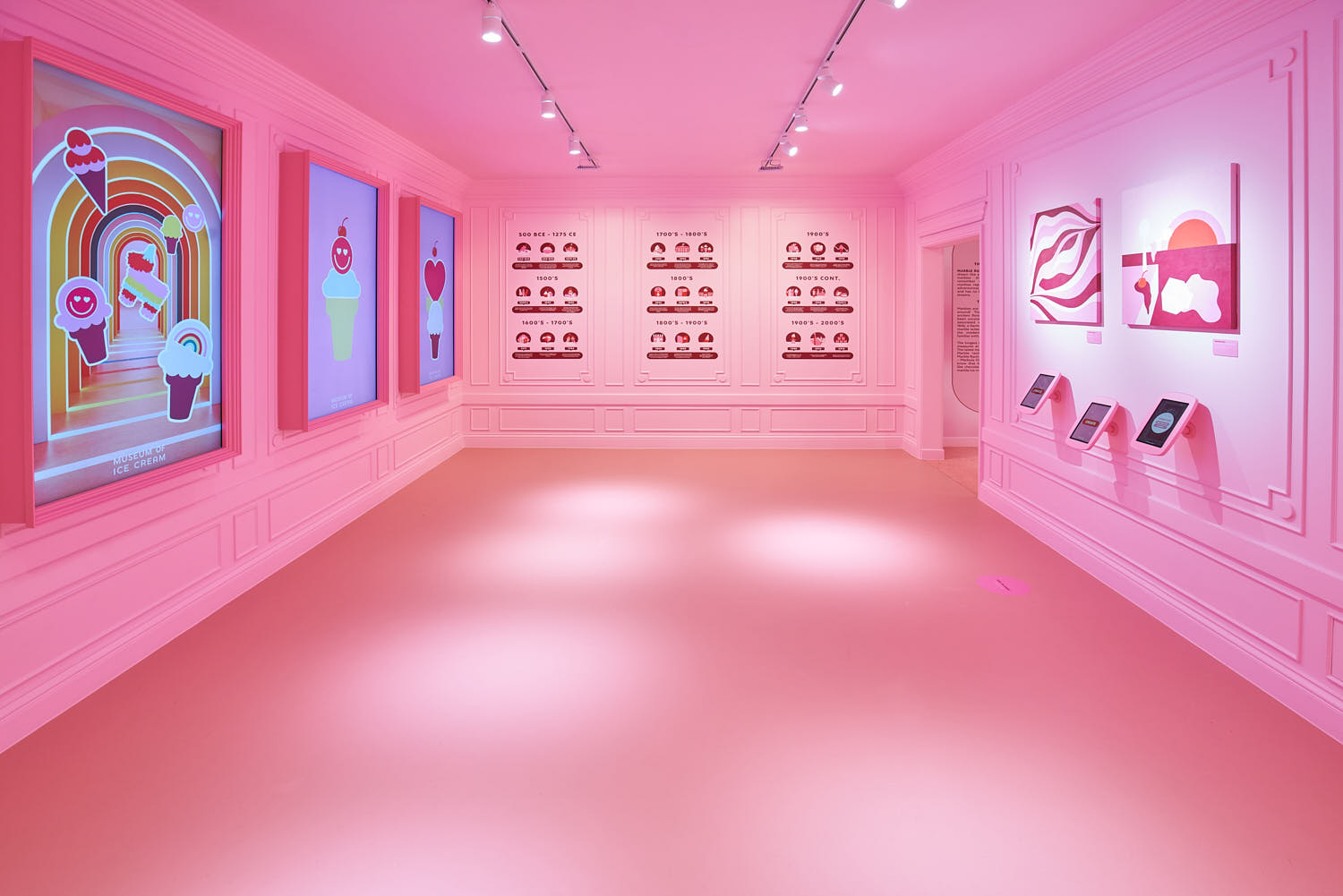 Vibrant and playful interior of the Museum of Ice Cream with colorful installations.