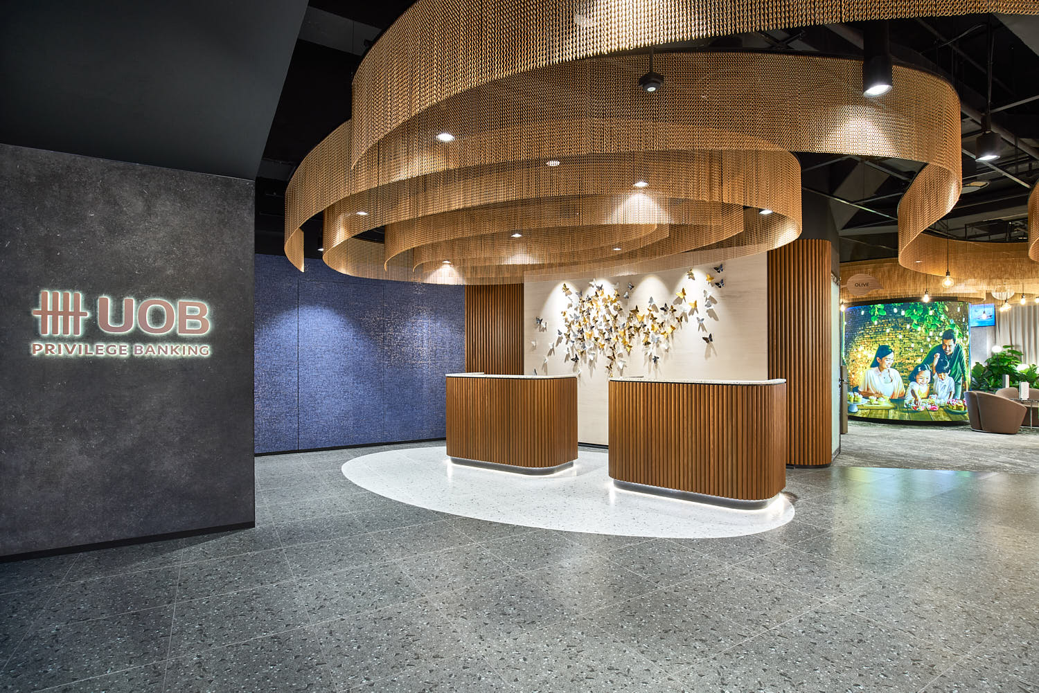 UOB Privilege Banking interior featuring elegant design and private consultation rooms.